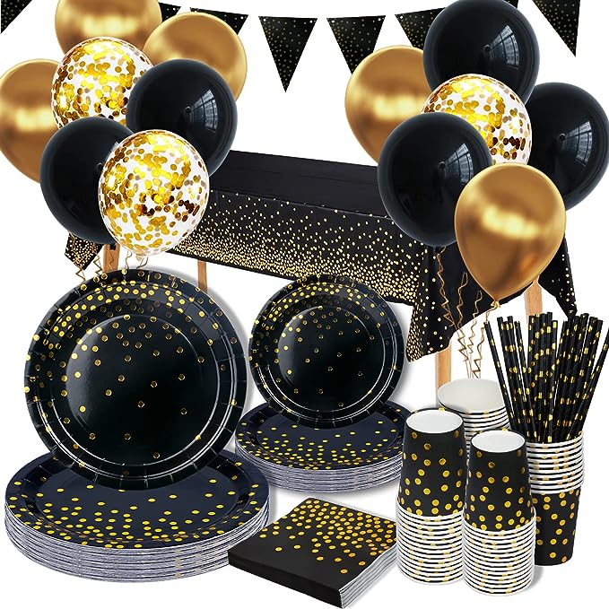 Guirlande Joyeux Anniversaire - Noir/Or pour l'anniversaire de votre enfant  - Annikids