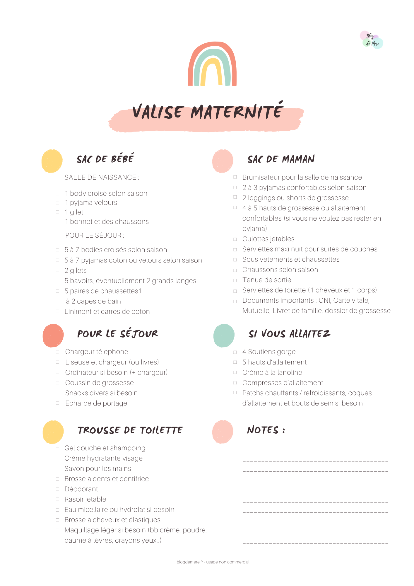 Valise maternite liste complete