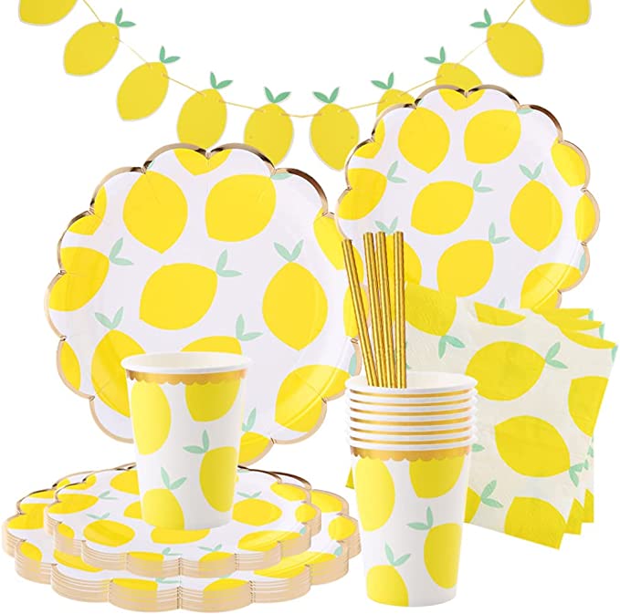 Kit De Décoration De Fête D'anniversaire à Thème Citron - Guirlande De Décoration D'anniversaire Avec Motif Citron - Bannière « Happy Birthday